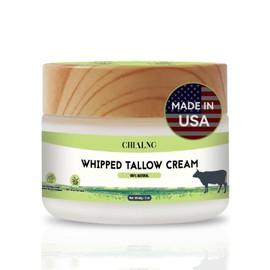 Beef Tallow For Skin, Tallow Face Moisturizer, 100% Grass Fed Beef Tallow And Honey Balm, Whipped Beef Tallow Body Lotion Skin Care for Eczema, Dry, Itchy,Sensitive Skin - Made in USA-2.0 Oz Unscented