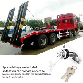 T-Handle Door Lock Latch Truck Trailer Cabinet T-Handle Garage Door Lock Rear Fixing T Handle Lock Tool Box Garage Door Lock with Keys for Trailer Canopy (Silver)