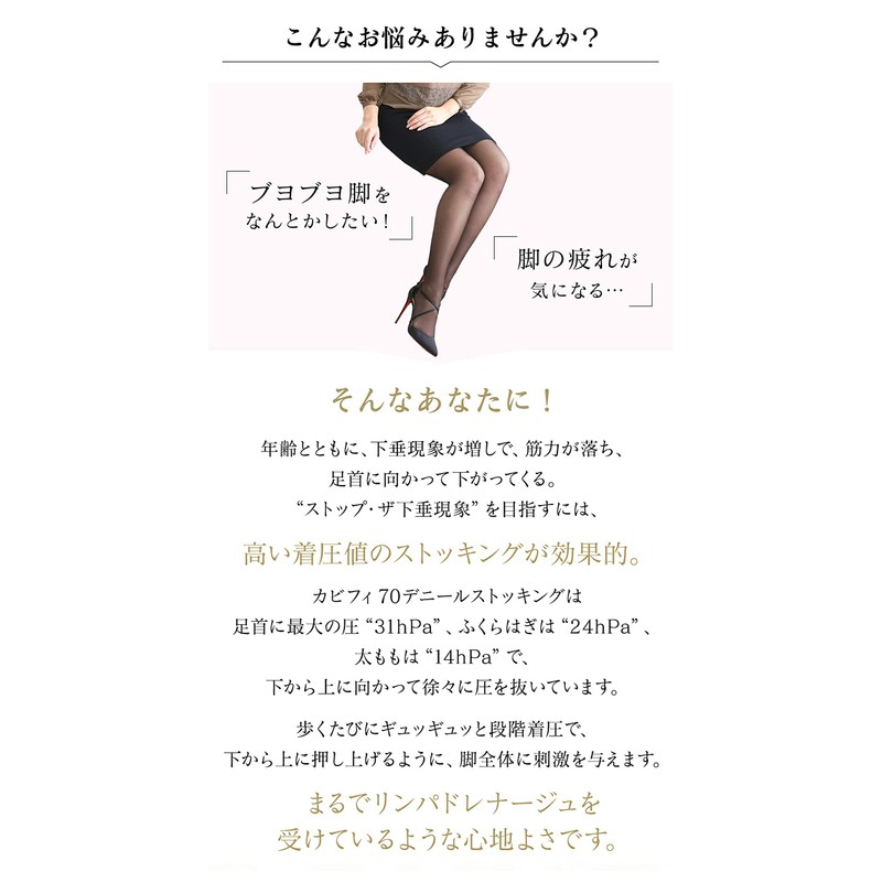 ENYA-KARIN Cabifi Elastic Stockings, 70 Denier, Prevents Heavy Legs, Graduated