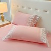 MOOWOO Chic Ruffle Lace Polyester Duvet Cover Set -Girl Pink