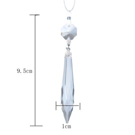 20Pcs Chandelier Icicle Crystal Prisms with Bead Crystals Lighting Lamp Replacement Parts (63mm, Clear)