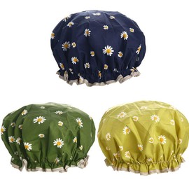 Shower Caps for Women,3 PACK Adjustable Bath Caps with Double layer Lined, Waterproof & Durable (Multi-colored4) Satin Silk Hair Bonnets Set Colorful - Colour: Multi-colored8