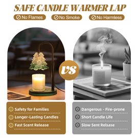 Tree-Shaped Candle Warmer Lamp with Timer & Dimmer – Adjustable Wax Melt Lamp for Jar Candles, Home Decor Accent for Women – 2 Bulbs, Flame-Free & No-Smoke Use (Green)