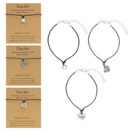 CHEERYMAGIC 3 Pcs Teacher Gifts Wish Bracelet Thank You Teacher Gifts with Card and String Leaving Gifts for Teaching Assistant Nursery Teacher Childminder A8HHJSSL