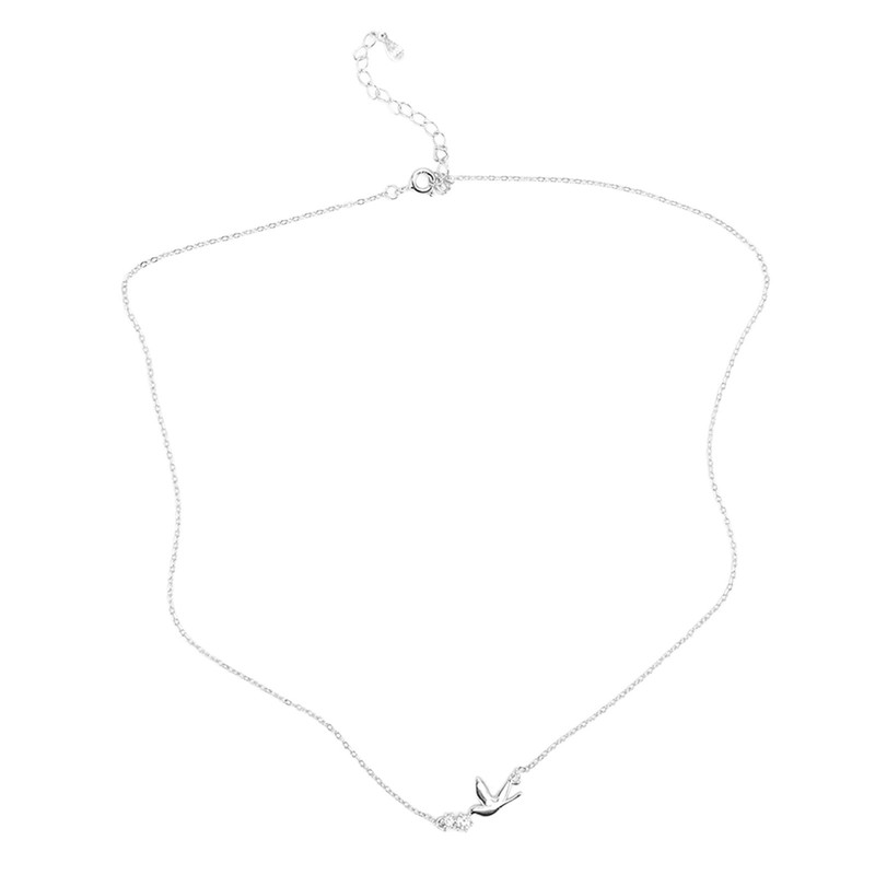 Silver Pendant Necklace Beautiful Elegant Adjustable Cute Dove Bird Pendant