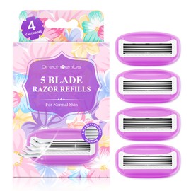 Travel Razors Blades for Women Include 4 Cartridges, Extra Smooth 5 Blades Travel-Friendly Razor Refills for Comfort Shaving, Purple
