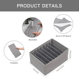 Qozary 4 Pack Drawer Organizers for Clothing, 8 Grids Foldable Closet Organizers and Storage Bins for Bedroom, Dresser Organizer Boxes for Thin T-shirts, Tank Tops, Camisoles, Tights, Leggings