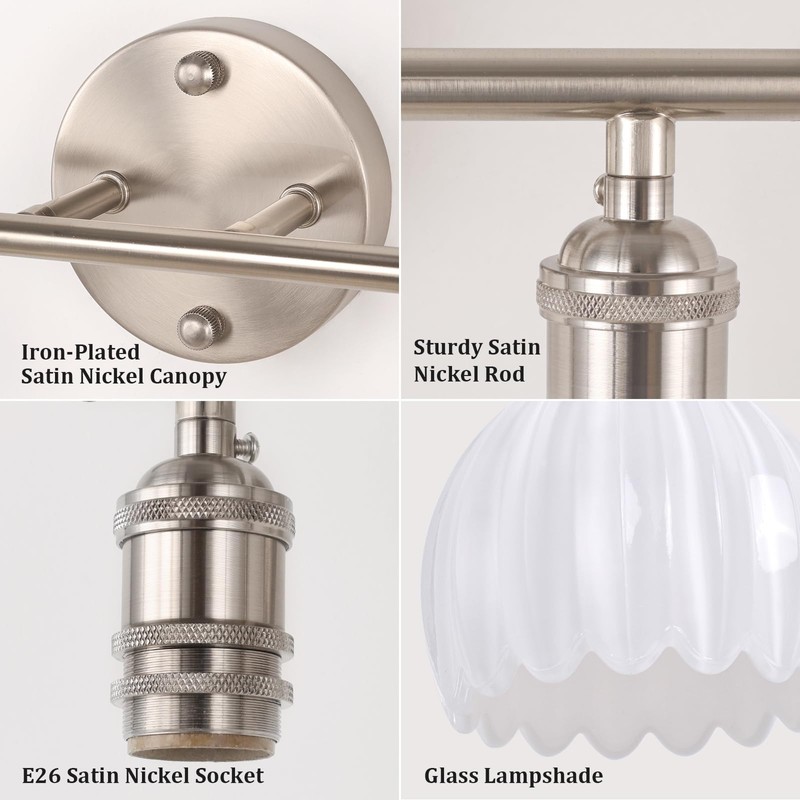 Shenmoyl Bathroom Light Fixtures, 2-Light Vanity Wall Light Over Mirror