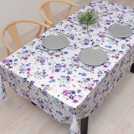 Style Decor W4701000 Tablecloth, 100% Cotton, Fashionable, Rectangle, Northern Europe, 47.2 x 59.1 inches (120 x 150 cm), Standard, Floral Pattern, Blue, Pansy