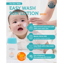 GOONGBE Korean Baby Easy Wash Mineral Sunscreen SPF30, 2.11 fl oz – Zinc Oxide, Vegan, Reef-Safe Sun Lotion for Babies & Kids