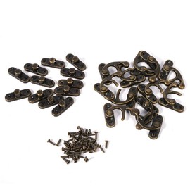 Raguso 12pcs Antique Latch Hook Hasp Jewelry Box Latch Left Right Toggle Hasp Hook Wood Box Latch Hook with Screws Swing Arm Latch Toggle(Bronze-Right)