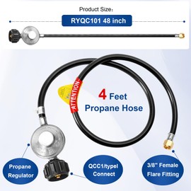 GasSaf 4 FT Propane Regulator with Hose, Grill Regulator Hose for Weber Gas Grill, Blackstone 28/36 inch Grill, Fire Pits, Heater and Most LP Gas Grill