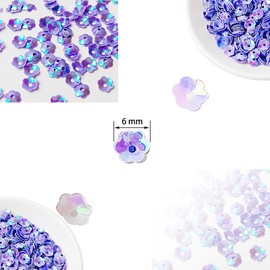 Flower Loose Sequins Paillettes Bead,Plastic Plum Blossom Loose Sequins,Purple Flower Disk Sequins for Scrapbooking,Sewing Dresses,Stage Decorations