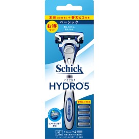 Hydro Schick Hydro 5 Basic Combo Pack (Holder with Blade) + 4 Replacement Blades, Skin Guard, 5 Blades, Blue