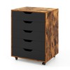 POWERSTONE 5 Drawers Chest Wood Storage Cabinets with Locking Wheels
