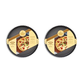 Mrs. Anderson's Baking Quiche Pan, Removable Base, Non-Stick Carbon Steel, PFOA Free, 9.5-Inch, Set of 2