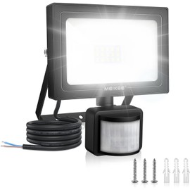 MEIKEE 15W LED Spotlight with Motion Sensor 1200LM 6500K Headlight Floodlight IP66 Waterproof LED Spotlight Ideal Outdoor Lighting for Garden Garage Sportplate Daylight White