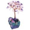 mookaitedecor Amethyst & Rose Quartz Crystal Tree on Rainbow Titanium