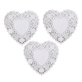 Heart Paper doilies - 10 Inch White Valentine’s Lace Paper Doilies - Disposable Paper Placemats - for Wedding, Birthday, Cakes, Desserts, Tableware Food Decoration, Pack of 100