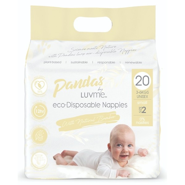 Luvme Pandas by Luvme Eco Disposable Nappies Small (3-6kg) X