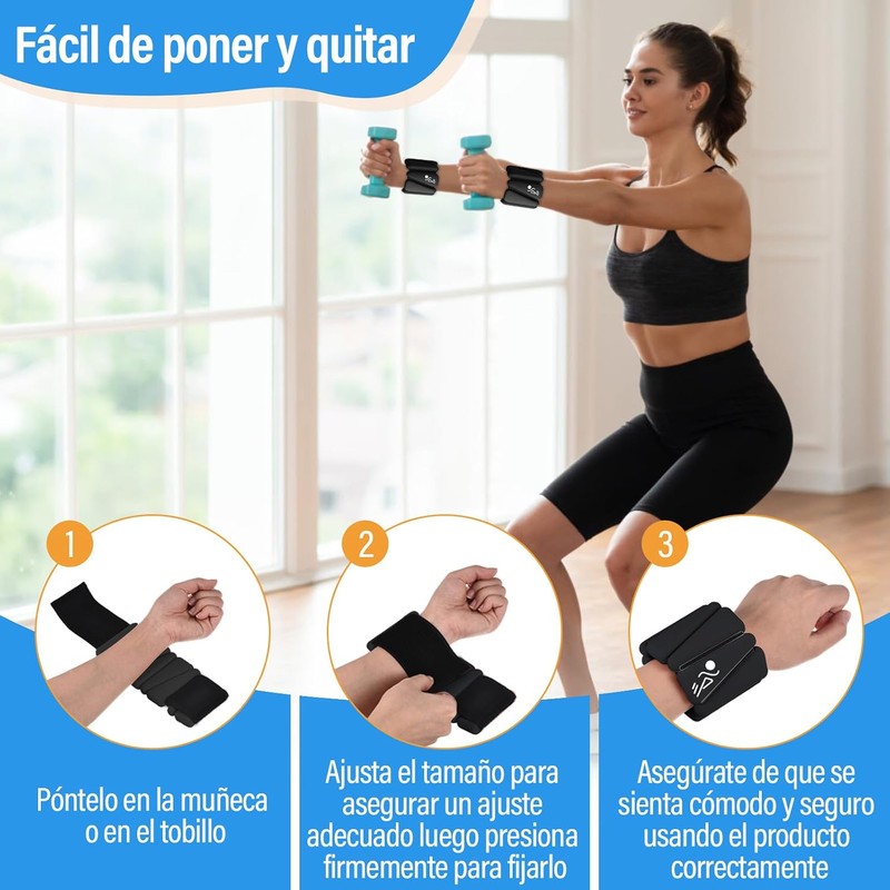 KIROGILY Polainas para Tobillo y Muñeca, Ajustables, Silicona, 2 lbs