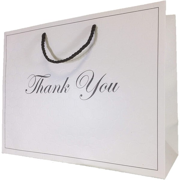 Large Gift Bag White Thank You Gift Bags with handles (12 Pack) 13x5x10 Paper Shopping Merchandise Premium Quality Elegant Luxury Matte Modern Fancy Retail Clothing Boutique Wedding Birthday