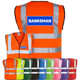 Corporate Togs BANKSMAN Printed Waistcoat - Hi-Vis Safety Vest Tabard, Brace Hi-Vis Strips, Fully EN471 Health, Protective Safety Wear | Safety Apparel