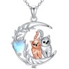 AHTAMOS Cat Necklace 925 Sterling Silver Heart Moonstone 2 Cat