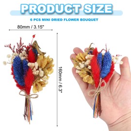 PATIKIL Mini Dried Flower Bouquet, 6 Pcs Pampas Grass Natural Wildflower with Stem Decor Baby's Breath Boho Floral Plant Flower for Crafts DIY Photo Props Gift Wedding Decor, Blue Red