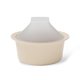 Moyuum Silicone Microwave Steamer | Made in Korea, Baby Food Maker Bowl with Lid, Egg and Vegetable Steam Cooker, Japanese Donabe Inspired Cooking Pot, Dishwasher Safe (Small, Oatmeal)