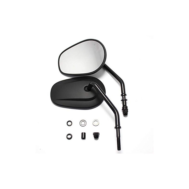 8mm Tapered Motorcycle Teardrop Rearview Short Stem Side Mirrors Replacement