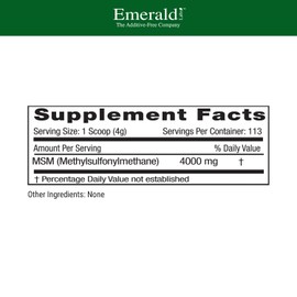Emerald Labs MSM Powder - Plant-Sourced Methylsulfonylmethane Supplement for Liver Detox, Joint Health, Skin Health & More - Vegan, Gluten-Free - 16 oz