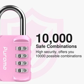 Puroma 1 Pack Combination Lock for Locker 4 Digit Outdoor Waterproof Padlock for School, Gym, Sports, Fence, Toolbox, Gate, Case, Outdoor, Hasp Storage (Pink)