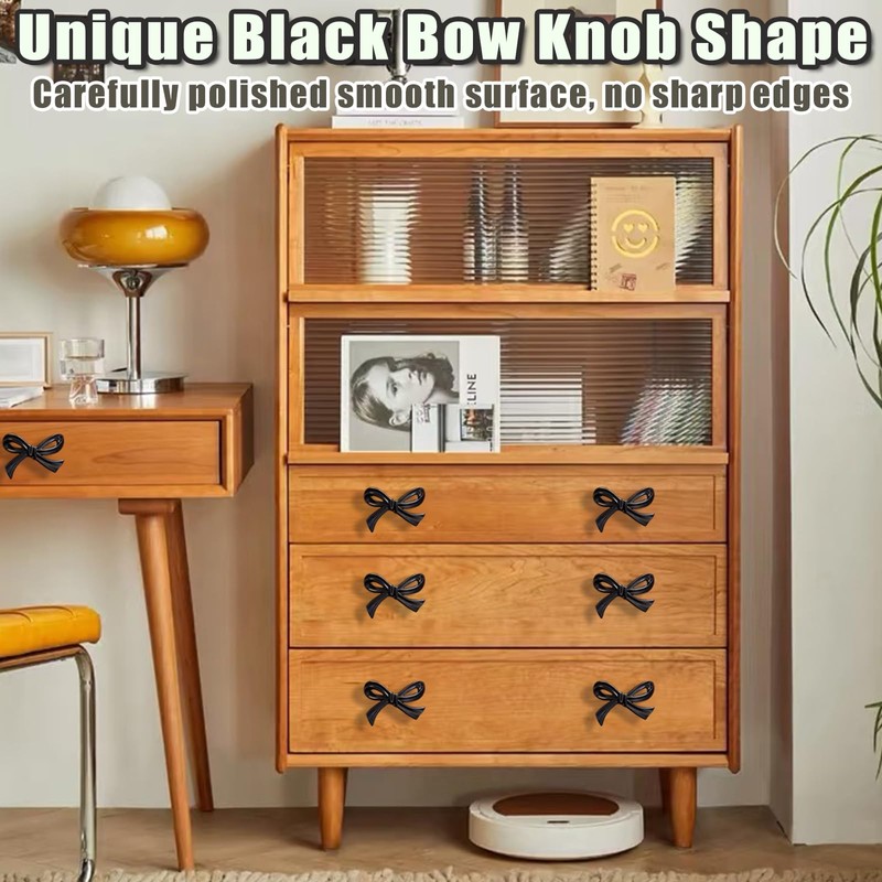 4 Pcs Black Bow Cabinet Knobs Vintage Bow Shape Cabinets