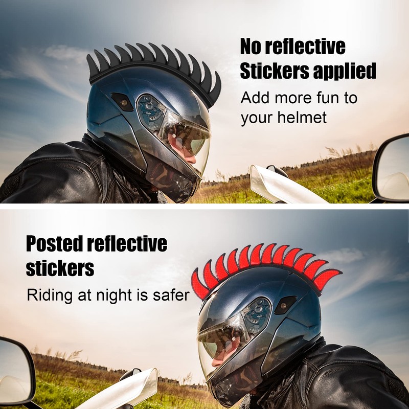 Giilayky Reflective Motorcycle Helmet Mohawk Spikes Rubber Camber Saw with
