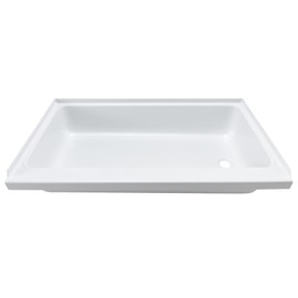 RecPro RV 40" x 24" White Shower Pan | Camper Shower Pan (Right Drain)