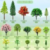 QUOZUO 38PCS Mini Model Miniature Trees, Mixed Model Colourful Trees