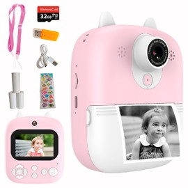 Lacosvi Instant Print Camera Digital Camera for Kids 12MP 1080 HD Videos IPS Display 2.4" SD 32GB Selfie Video Camera Gifts for Girls Boys 3-12 Years (Pink)
