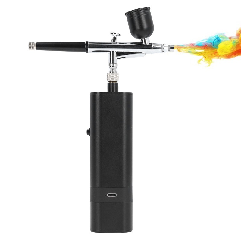 Airbrush Kit 32PSI High Pressure Adjustable Airflow 0.3mm Nozzle Rechargeable