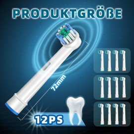 Zahnbürstenaufsätze für Oralb – Aufsteckbürsten für Oralb Pro 2 / Vitality 100 / Genius X Elektrische Zahnbürste – Weich Zahnbürstenaufsatz für Empfindliches Zahnfleisch (12 Stück, Weiß)