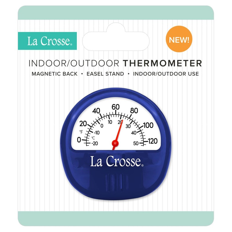 La Crosse 104-106BL Blue Analog Thermometer with Magnetic Back