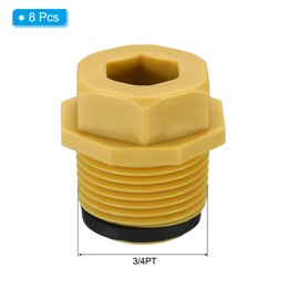 PATIKIL 3/4PT PPR Pipe Fitting End Cap, 8 Pack Hex Male Threaded Water Tubing Stopper PPR Pipe Connector Plug for Water/Oil/Gas Water Line Ends, Yellow