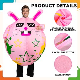 Easter Bunny Inflatable Costume Blow Up Rabbit Suit Fancy Dress Jumpsuit Cosplay Party for Adult
