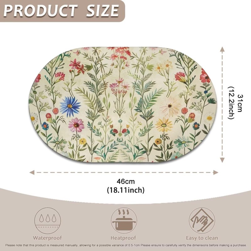 YUVAMAGIMO Floral 4 PCS Place Mats for Dining Table Faux