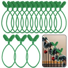 DIYASY Christmas Garland Ties, 12 Pcs Green Banister Ties Decorative Twist Tie for Stairs Reusable & Flexible Railing Wraps Xmas Home Decorations
