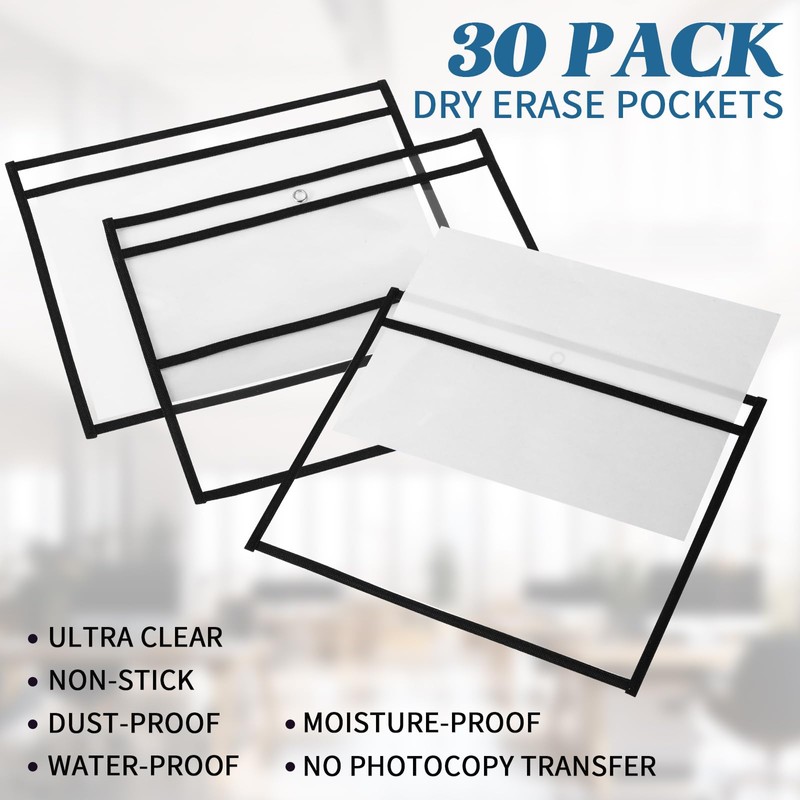 Ireer 30 Pcs Dry Erase Document Holder, Horizontal Job Ticket
