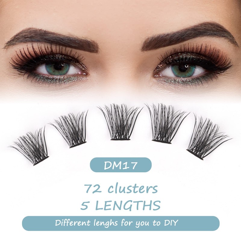 SISILILY Individual Eyelashes, 72 Clusters, 3D Fake Lashes, Eyelash Clusters,