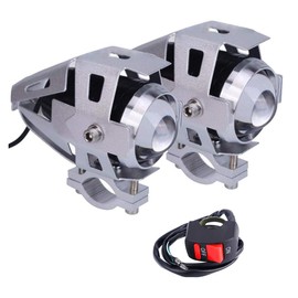 POCKETMAN 2 x U5 motorcycle headlights, 1200 lm, 6500 K LED headlight for DRL headlights with high beam/low beam/flash, 3 models with on/off switch, black colour