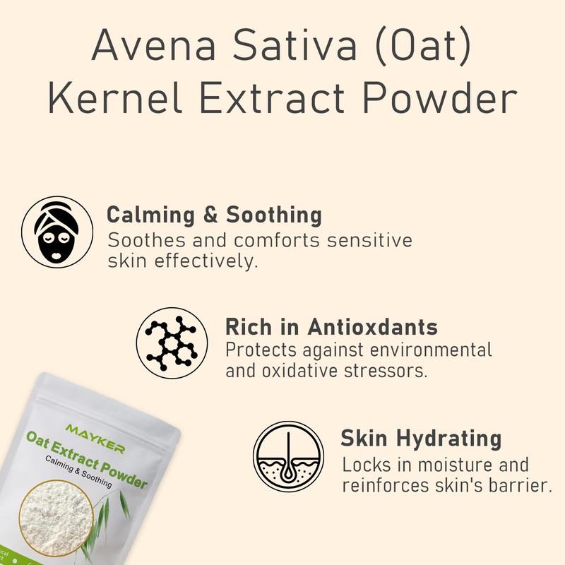 MAYKER Oat Extract Powder 0.7oz, Cosmetic Grade, Avena Sativa (Oat)