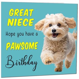 Great Niece Birthday Card for Men Women Dog Pawsome Birthday Cards for Great Niece